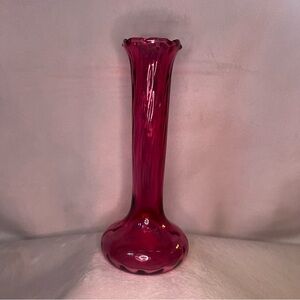 Vintage Pilgrim Hand Blown Cranberry Glass Bud Vase